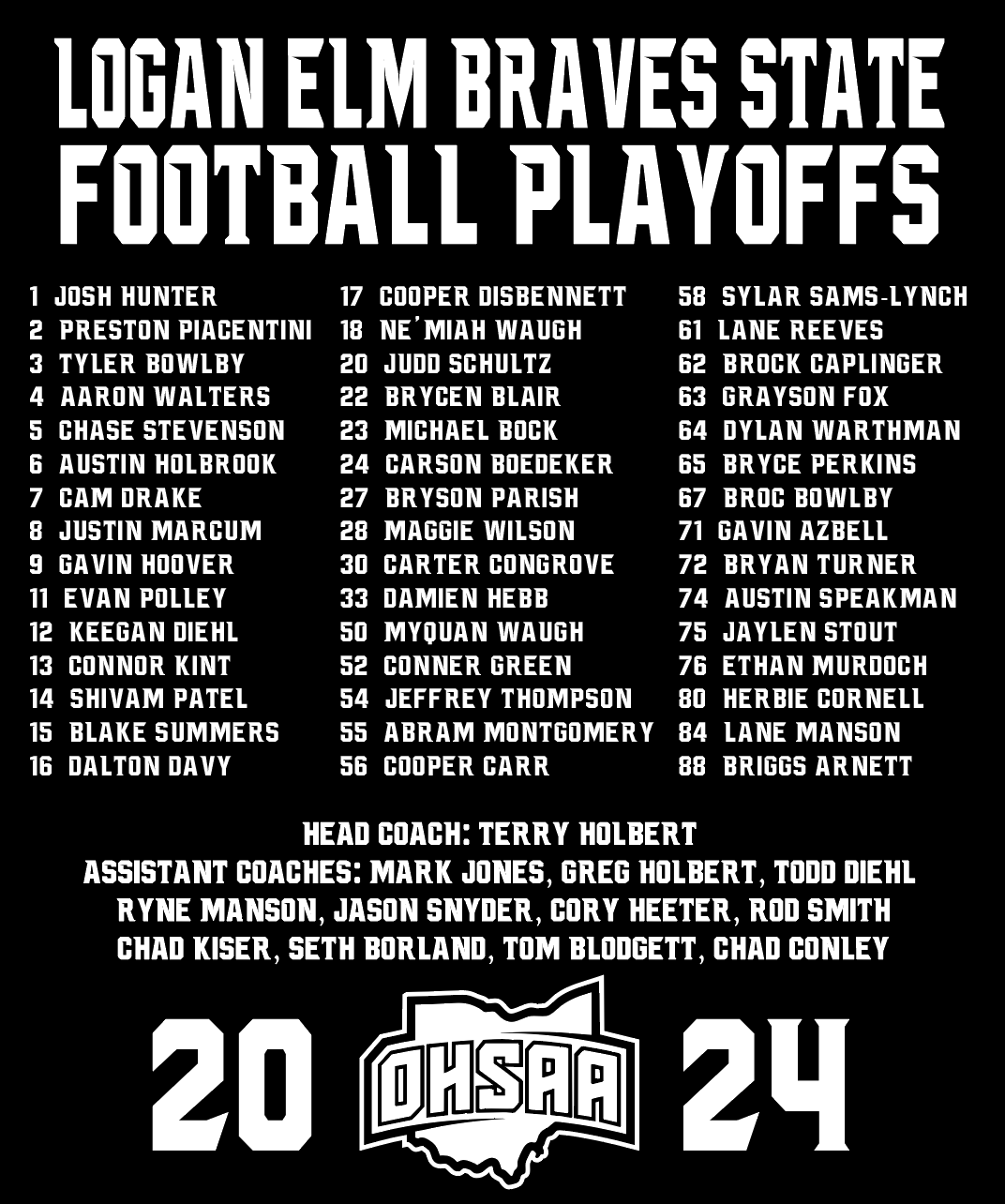 Logan Elm Football Playoffs T- Shirt
