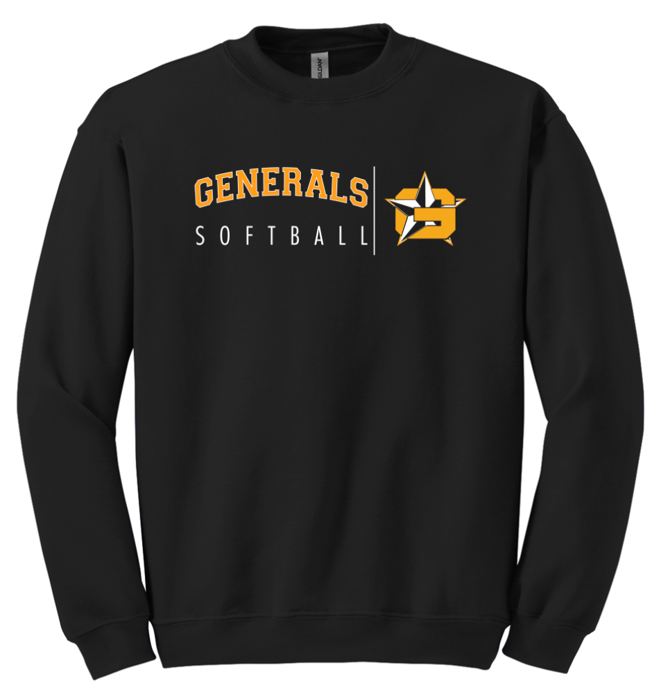 Generals Softball Black Crewneck Sweatshirt