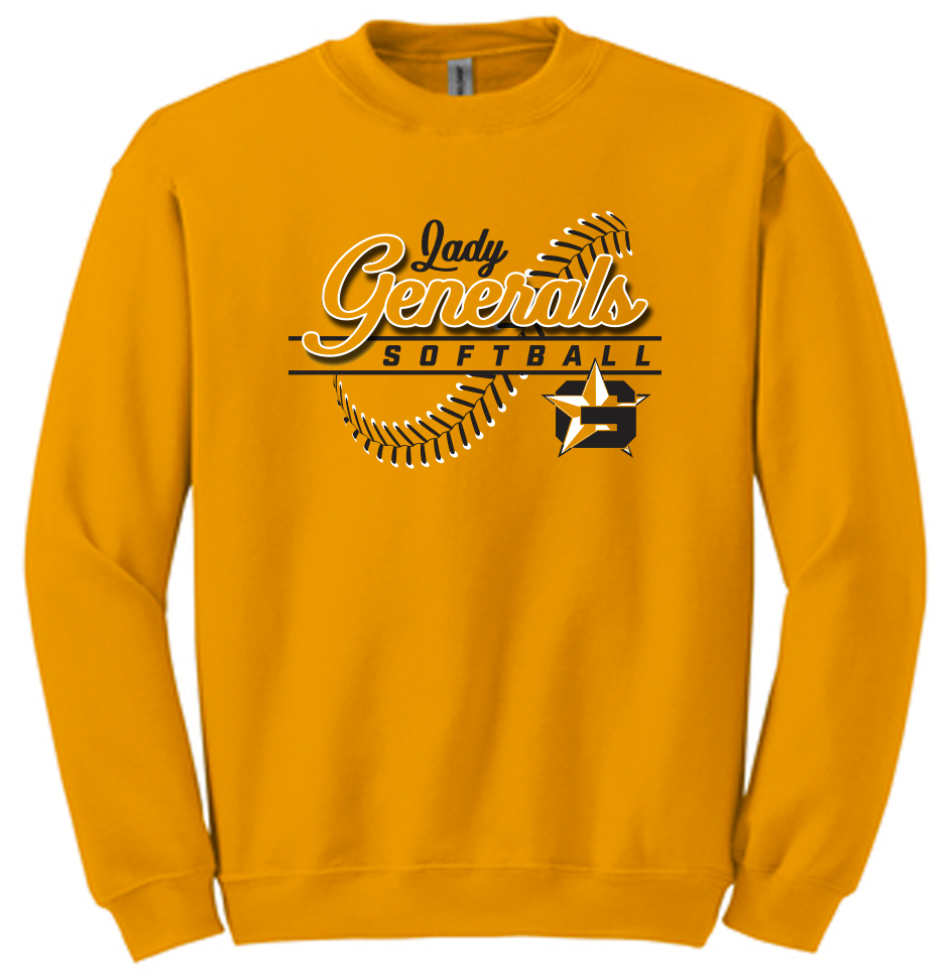 Generals Softball Gold Crewneck Sweatshirt