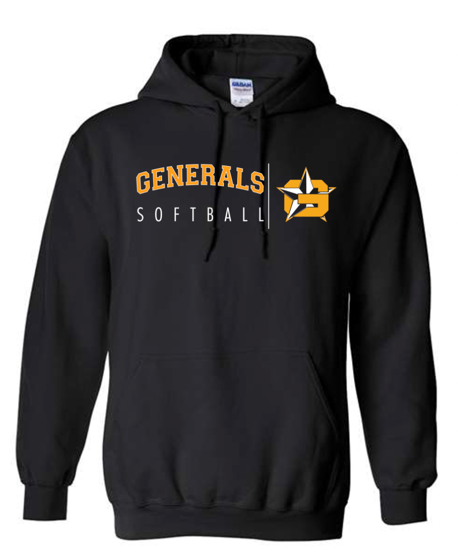 Generals Softball Black Hooded Sweatshirt