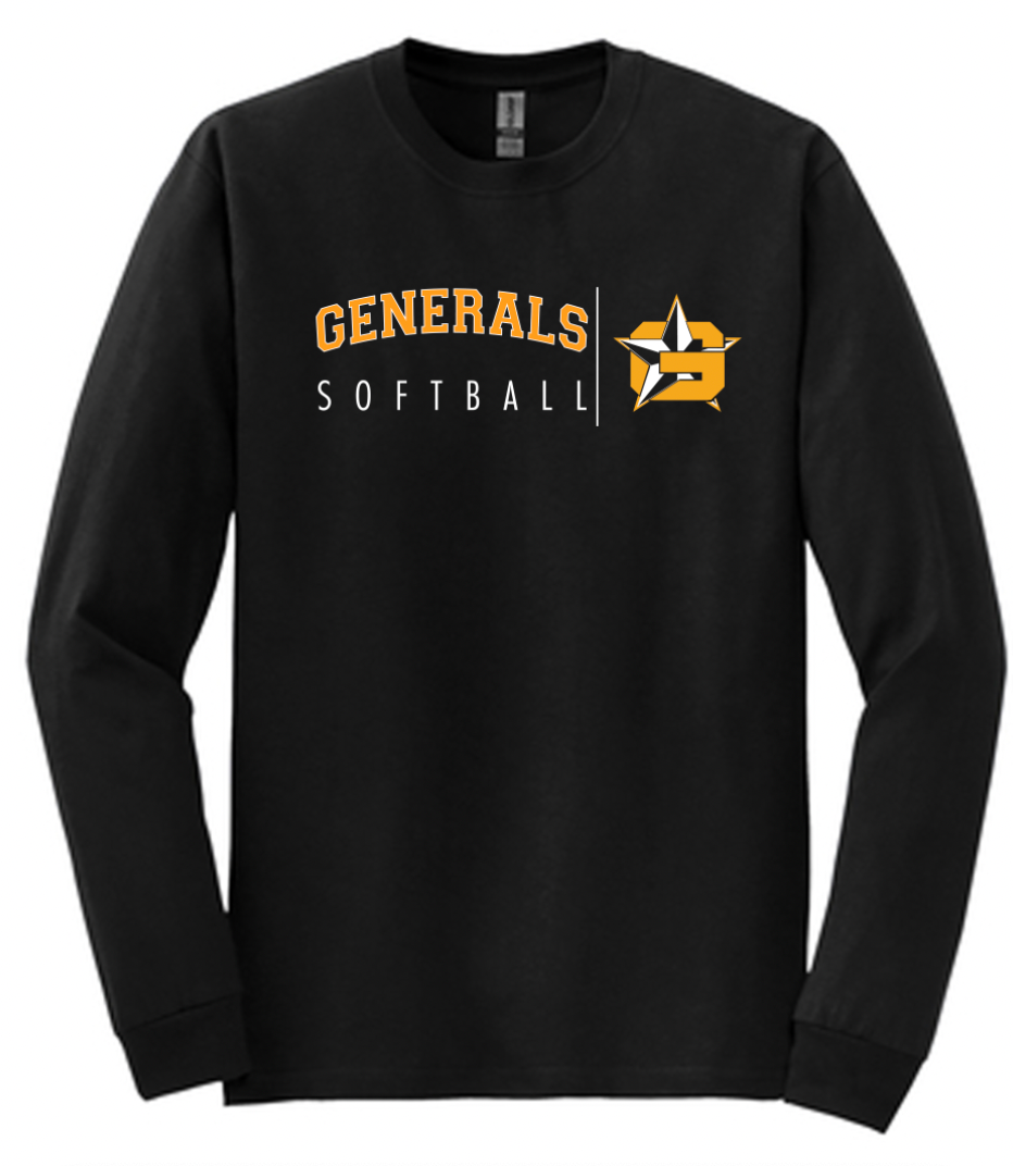 Generals Softball Black Long Sleeve T-Shirt