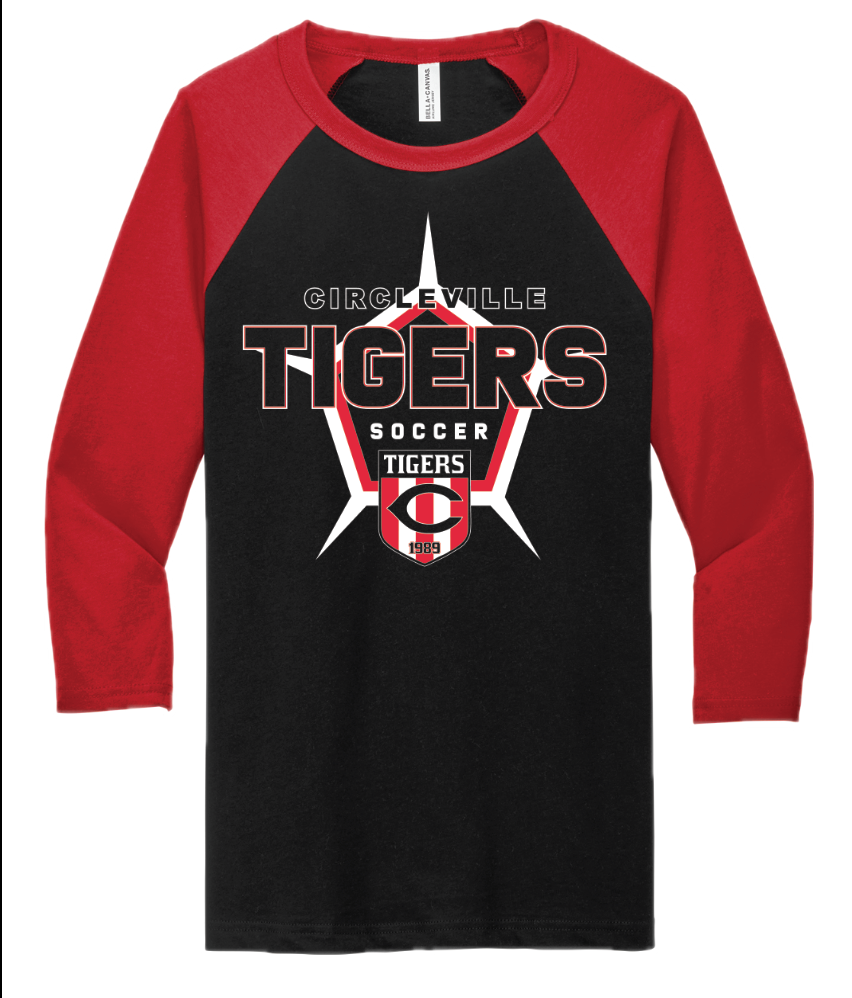 Circleville Lady Tigers Crest 3/4 Sleeve T-Shirt