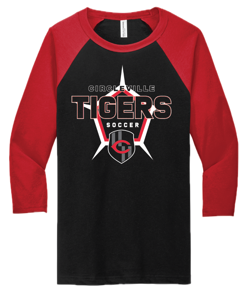 Circleville Tigers Crest 3/4 Sleeve T-Shirt