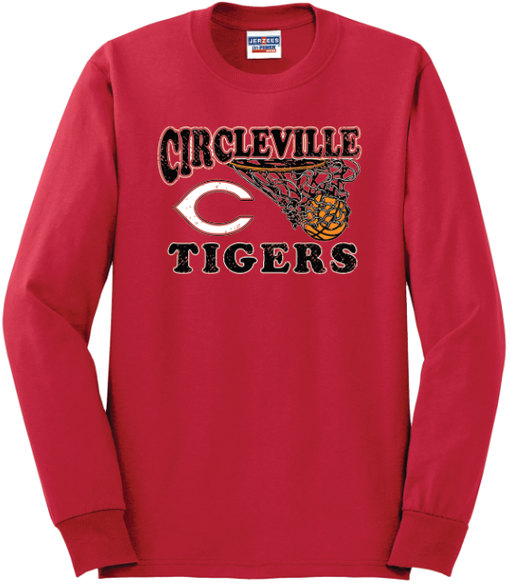 Circleville Basketball Red Long Sleeve T-Shirt